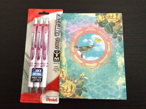 Brand New Pentel Energel Pearl and Piccadilly cloth journal