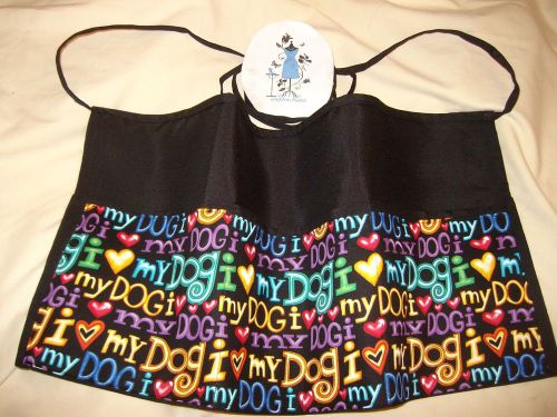 Black server waiter waitress waist apron love dog name embroidered free for sale