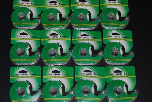 Lot Of 12pc Magic Invisible Tape In Dispenser 3/4&#034;x1000&#034; Free Shipping