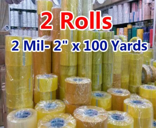 2 rolls carton sealing clear packing/shipping/box tape- 2 mil- 2&#034; x 100 yards for sale