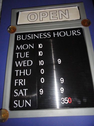 Store daily shop open closed business hours of operation sign mountable used! for sale