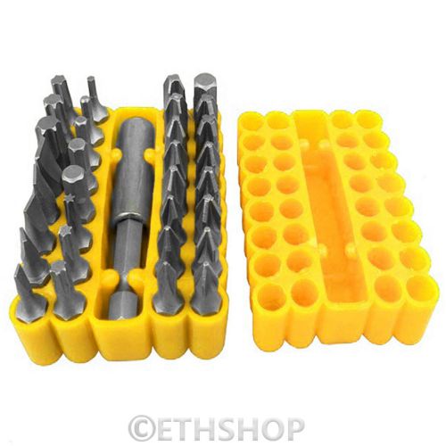 33 Piece Torx Star Hex Square Bit Screwdriver Tool Set Magnetic Holder With Case