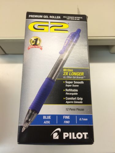 Pilot G2 Premium Blue Fine .7 Pack of 12 Gel Pens