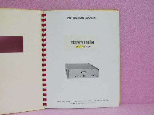 Alfred Manual 560A Series Microwave Amplifier Instruction Manual w/Schematics
