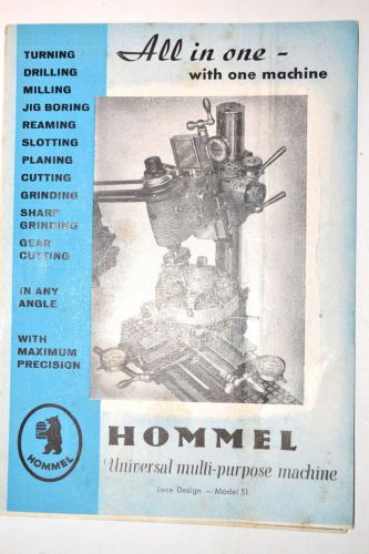 ALL IN ONE WITH ONE MACHINE HOMMEL UNIVERSAL MULTI-PURPOSE MACHINE No 51 #RR900