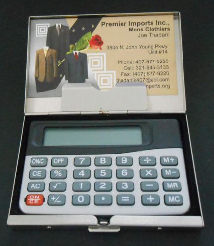 Aluminium Business Card Case with Calculator