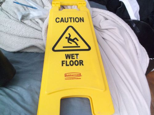 Rubbermaid 611277YW Caution Wet Floor Safety Sign, 2-Sided, 11&#034;x25&#034;, Yellow