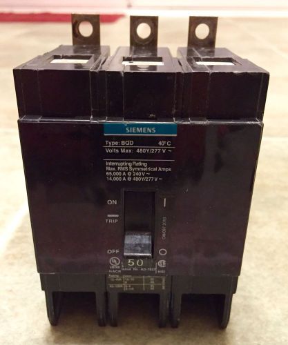 Bqd350 siemens type bqd bolt-on circuit breaker 3 pole 50 amp 480y/277v for sale