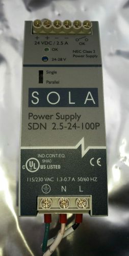 SOLA SDN 2.5-24-100P POWER SUPPLY 115/230 VAC 1.3-0.7 A 50/60 Hz 24VDC 2.5 A
