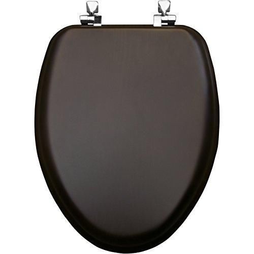 Mayfair 19601CP 888 Natural Walnut Wood Toilet Seat with Chrome Hinges, New