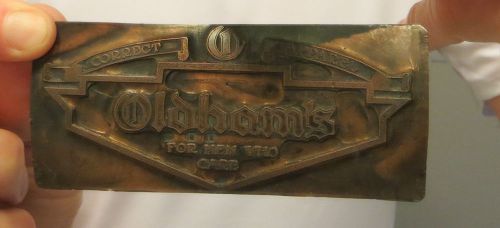 Antique OLDHAM&#039;S MENS APPAREL ADVERTISING NEWSPAPER COPPER PRINTING BLOCK Vtg.