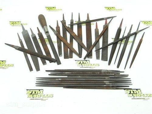 Big lot of 34 hand files 6-3/4&#034; to 10-1/2&#034; with 2 handles bastard nicholson for sale