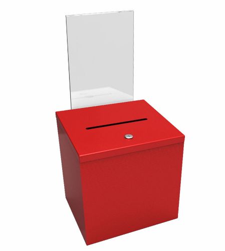 10918-red+11460-2 box, red metal donation suggestion charity key drop fund raisi for sale