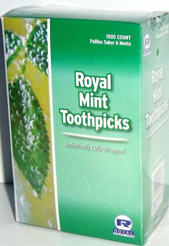 1 Box 1000 Count Individually Cello Wrapped MINT Toothpicks RM115 Royal New