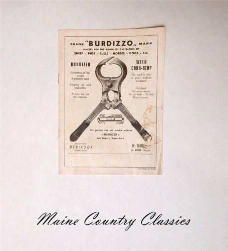 Old burdizzo castration tool promo booklet sheep pigs bulls horses dogs etc. for sale
