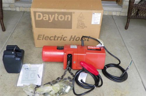 NEW Dayton Electric Chain Hoist 1/2 Ton 15ft Lift 16fpm Voltage 115/230 1000 lbs