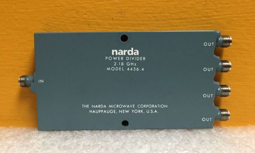 Narda 4456-4  2 to 18 GHz, 30 Watt, 1.40/1.50 VSWR, 4-Way Coaxial Power Divider
