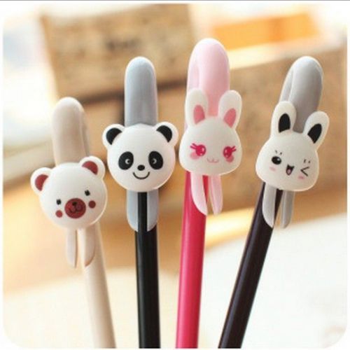 Lot 4pcs Cute Korean Cat Rabbit Panda 0.38mm Black Gel Ink Pens office supply
