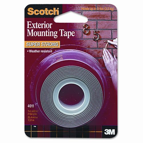 3M Exterior Weather-Resistant Double-Sided Tape, 1 x 60, Gray with Red Liner