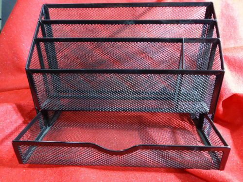 Black metal mesh office supply file table desk organizer pull-out drawer new! for sale