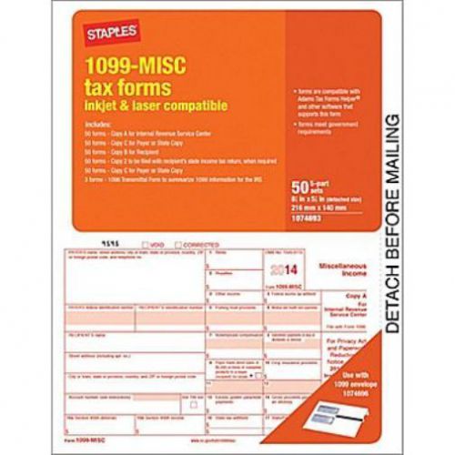 Staples® 2013 Tax Forms, 1099 Misc Inkjet Laser Forms