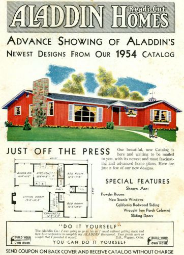 Vintage 1954 Aladdin Homes Flyer Newest Designs  from Catalog