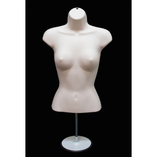 Flesh Torso Female Countertop Mannequin Form (Waist Long) W/ Base For S-M Sizes