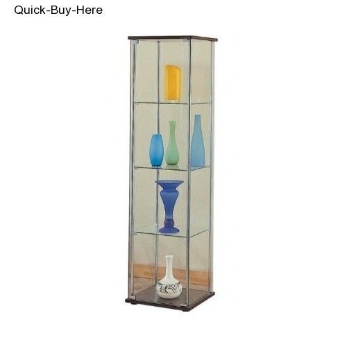 Modern Elegant Contemporary Glass Curio Cabinet Shelf Display Case Storage