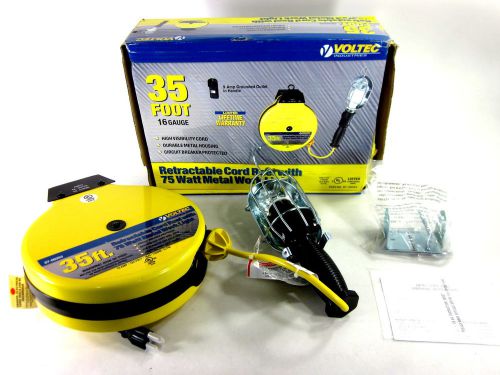 Voltec 07-00253 16/3 sjtw metal guard worklight retractable reel yellow/blk 35&#039; for sale