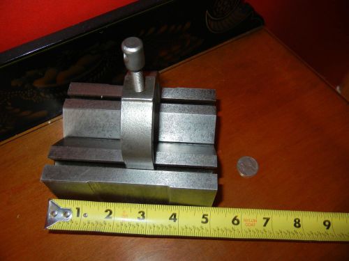 V Block with Clamp 4 7/8&#034; Long x 3 1/2&#034; wide x 2 3/4&#034; tall minor surface rust