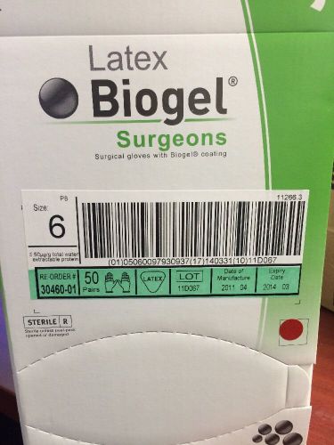 Box of (50) Latex Biogel Surgeons Gloves With Biogel Coating Size 6