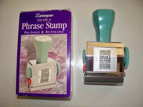 Vtg Office XStamper 10 in 1 Phrase Stamp New Original Box w/ 2 Ink Refills Japan
