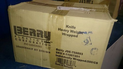 ~Box/500 New in Pkg, Indiv. Wrapped Heavy Wt. Black Knives, Berry Plastics Corp~