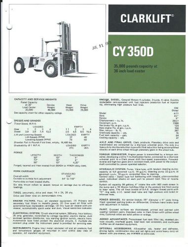 Fork Lift Truck Brochure - Clark - CY 350D - 35,000 lbs - c1973 (LT155)