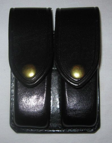 New! don hume d407 black leather double magazine holder, 9/40, 2-1/4&#034; duty belt for sale