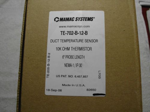 Lot of 10 Mamac Systems TE-702-B-12-B Duct Temperature Sensor (6&#034; Probe Length)
