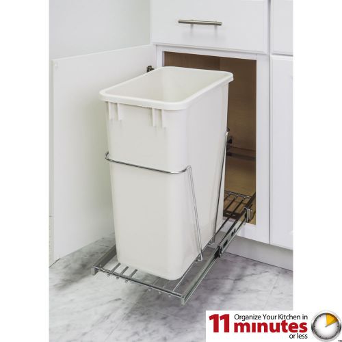 Kitchen cabinet trash can pullout rollout garbage  WHITE 35QT WASTE CAN INCLUDED