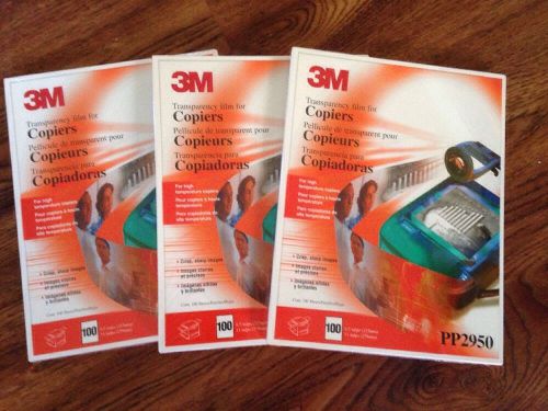 Lot of 3: 3M PP2950 Transparency Film for Copiers High Temp 100 Sheets Sealed