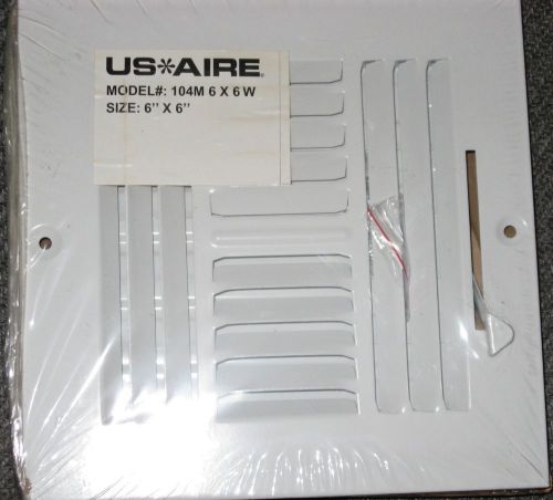 6&#034;x 6&#034; US Aire Sidewall Celling Supply Register 104M 4 Way A/C Heating Vent NEW