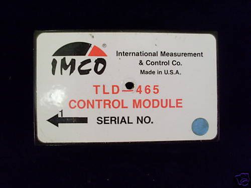 IMCO TLD-465 Control Module Press Calibration