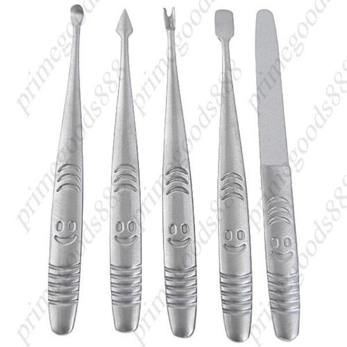 5 in 1 Stainless Steel Nail Care Manicure Set File Nails Art Free Shipping Smile
