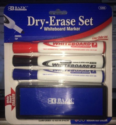 Bazic 3 bullet tip dry erase marker with eraser for sale