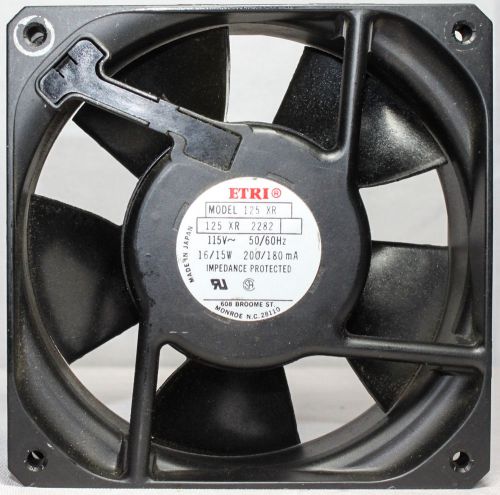 ETRI 125 XR AC Axial Fan 125XR-2282-090 115 VAC 44 L/S 93 CF/M Muffin Fan