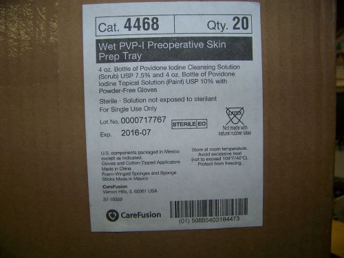 CareFusion Wet PVP-I Preoperative Skin Prep Tray 1 Case of 20 # 4468 New