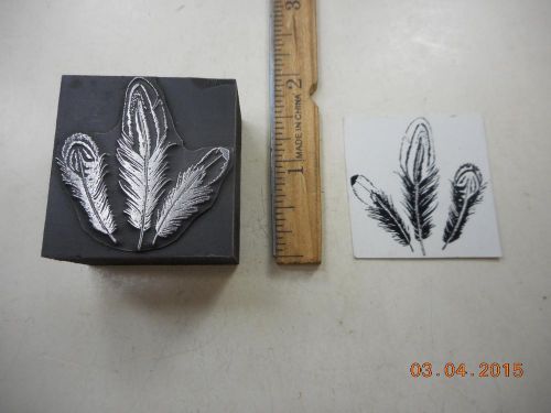 Letterpress Printing Printers Block, 3 Bird Feathers for Your Cap