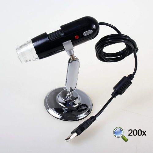 200x USB Digital Microscope/Magnifier with LED illumination and software CD-BLK