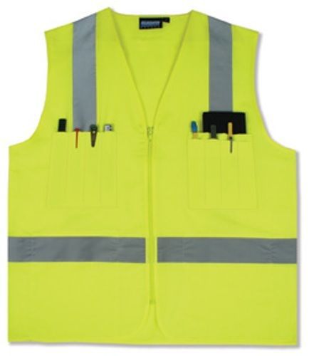 SURVEYORS VEST CLASS 2  LIME ZIP SUPER NICE M-5X NICE! ANSI/ISEA APPROVED