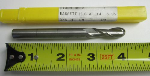 New bassett 3/8 ball nose two flute carbide end mill for sale