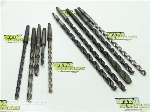 Assorted lot of 10 hss 1mt twist drills 9/32&#034; to 29/64&#034; ptd national morse utd for sale