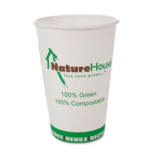 NATURE HOUSE Compostable Paper/Pla Cup, 8Oz, White, (CASE OF 1000) NAH-C008